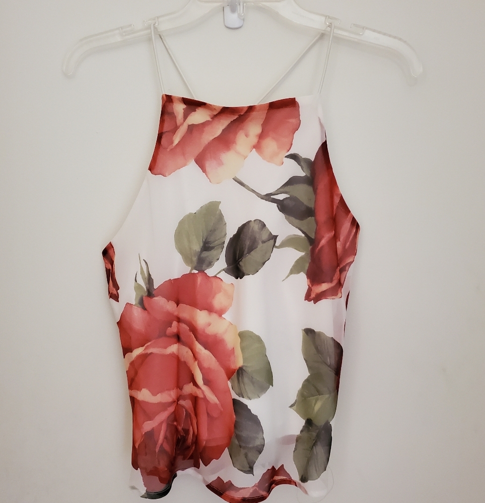 Floral Halter Top - Red and Green floral